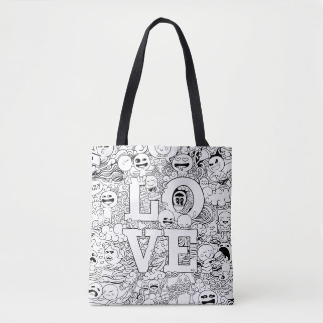 Bolso De Tela Doodles de amor (Anverso)