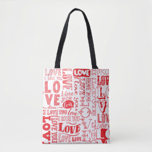 Bolso De Tela Doodles de amor dibujados a mano de fondo transpar