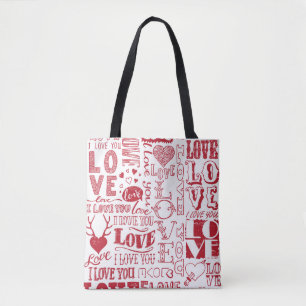 Bolso De Tela Doodles de amor dibujados a mano, patrón encantado