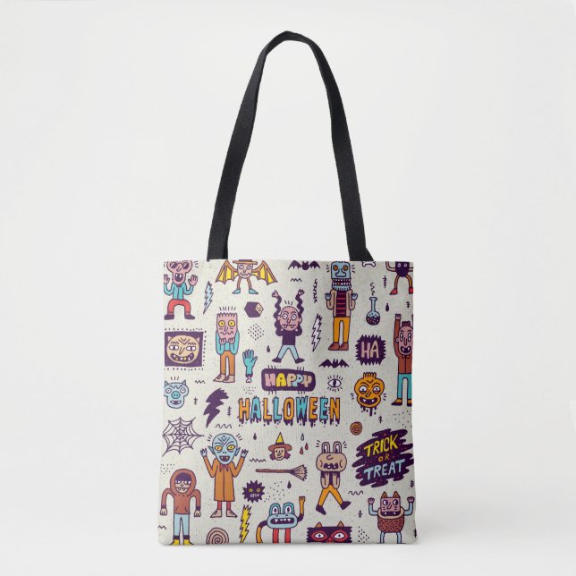 Bolso De Tela Doodles de Halloween, conjunto impecable personali (Anverso)