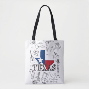 Bolso De Tela Doodles de Ilustracion de Texas
