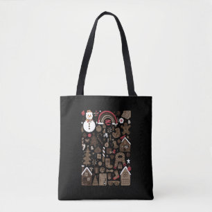 Bolso De Tela Doodles de Navidad Árboles Vintage Fiesta Retro 