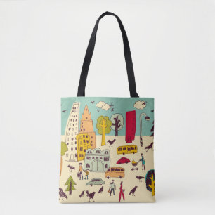Bolso De Tela Doodles parque urbano paisaje camina ciudad li