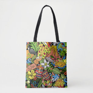 Bolso De Tela Doodles personalizados de Hawaii patrón sin fisura