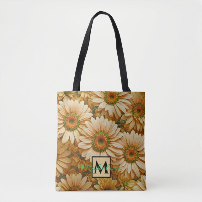 Bolso De Tela Dormitorios amarillos de girasol amarillo floral a (Anverso)