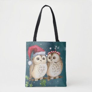 Bolso De Tela Dos adorables búhos dibujados