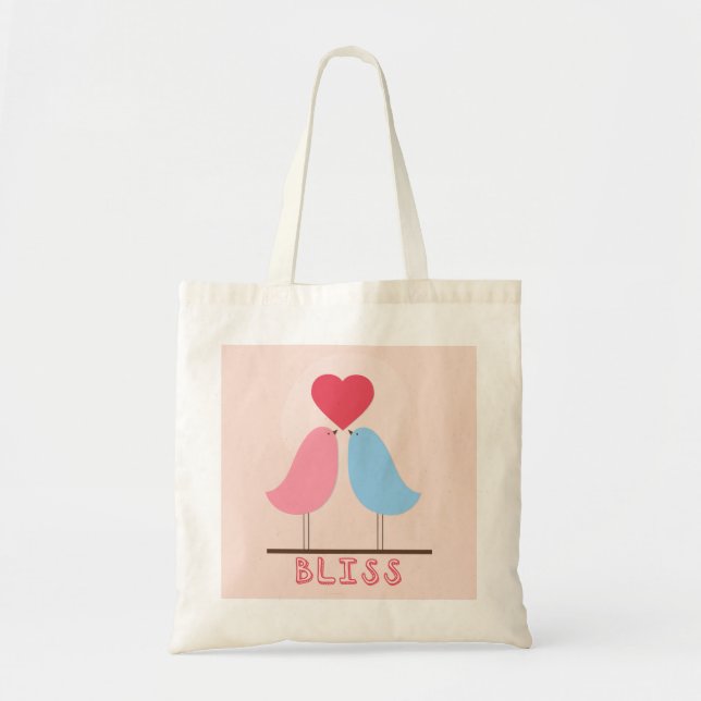 Bolso De Tela Dos Aves y un corazón (Frente)