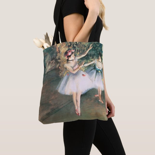 Bolso De Tela Dos bailarinas en escena de Edgar Degas, arte vint (Detalle)