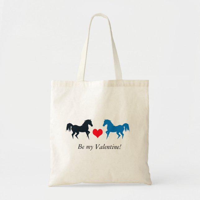 Bolso De Tela Dos caballos en el tote del amor (Frente)
