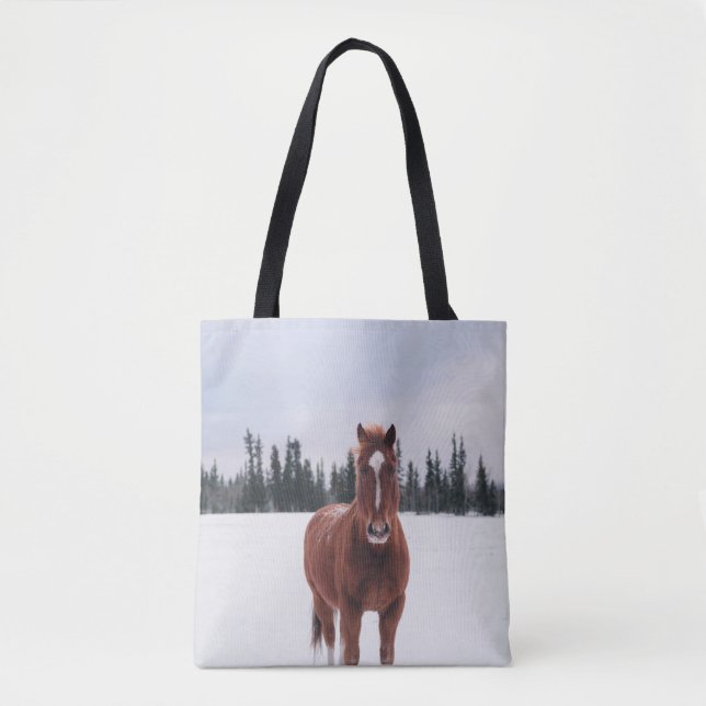 BOLSO DE TELA DOS CABALLOS EN NIEVE (Anverso)