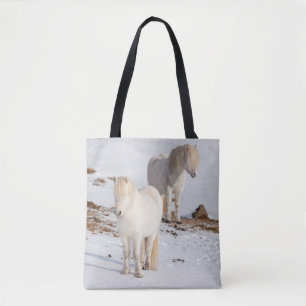 Bolso De Tela Dos caballos islandeses blancos