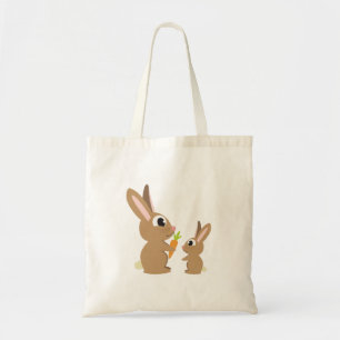 Bolso De Tela Dos Conejos Cutos compartiendo una zanja
