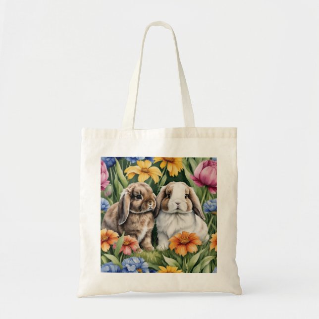 Bolso De Tela Dos conejos pequeños conejitos (Frente)