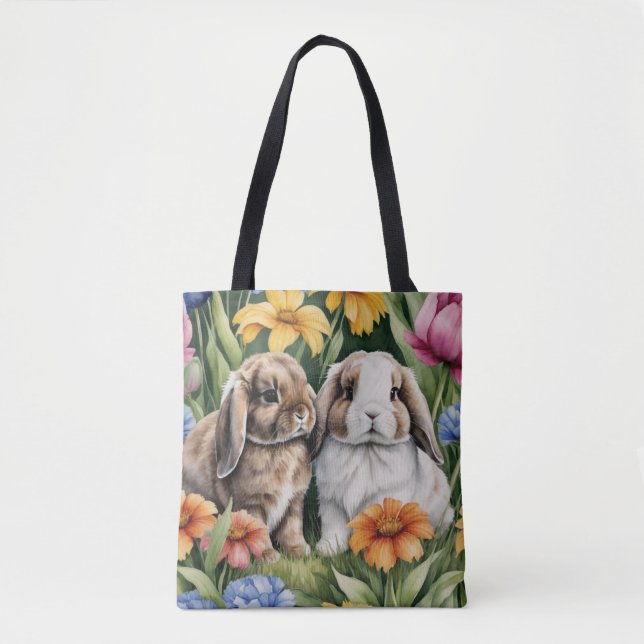 Bolso De Tela Dos conejos pequeños conejitos (Anverso)