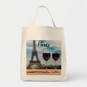 Bolso De Tela Dos copas de vino con Torre Eiffel