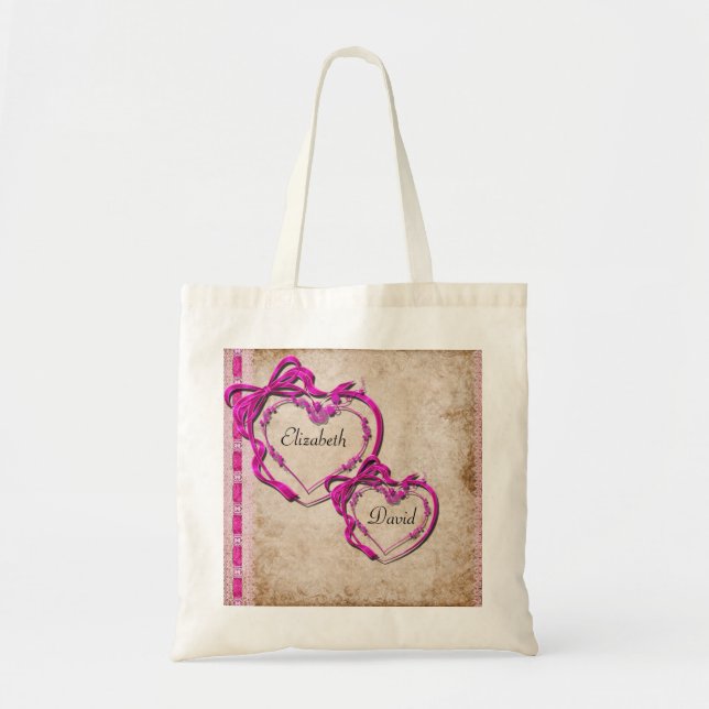 Bolso De Tela Dos corazones junto (Frente)