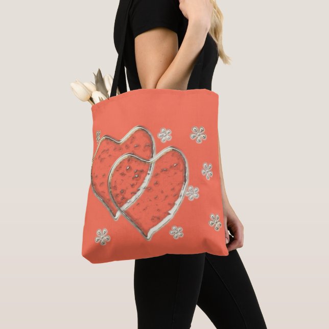 Bolso De Tela dos corazones transparentes, boda romántico (Detalle)
