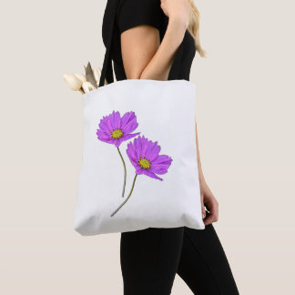 Bolso De Tela Dos Cosmos Purpúreas Florales