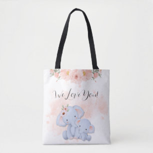 Bolso De Tela Dos elefantes bebés Tote