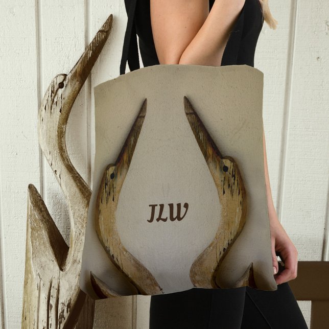 Bolso De Tela Dos garzas aleteadas con la costa de las iniciales (Subido por el creador)