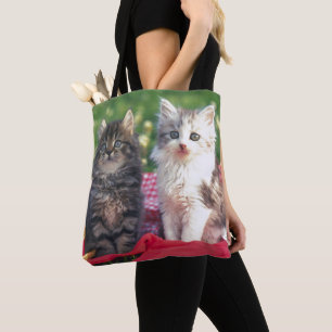 Bolso De Tela Dos gatitos que se sientan en una manta