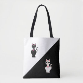 Bolso De Tela Dos gatos lindos en blanco y negro