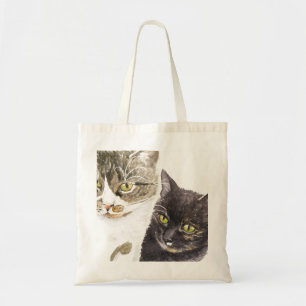 Bolso De Tela Dos gatos - tabby y tortie