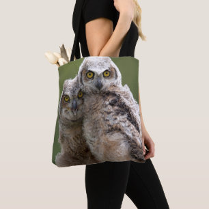 Bolso De Tela Dos grandes búhos de cuernos del bebé