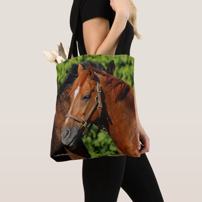 Bolso De Tela Dos hermosos caballos castaños al sol (Detalle)