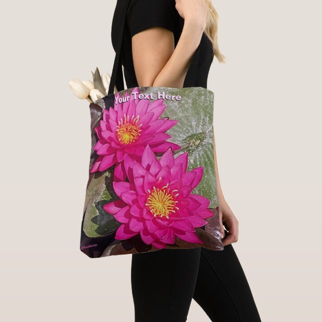 Bolso De Tela Dos Lirios De Agua Rosada (Detalle)