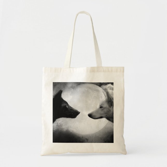 Bolso De Tela Dos lobos enfrentándose (Frente)