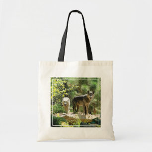 Bolso De Tela Dos lobos grises en el bosque