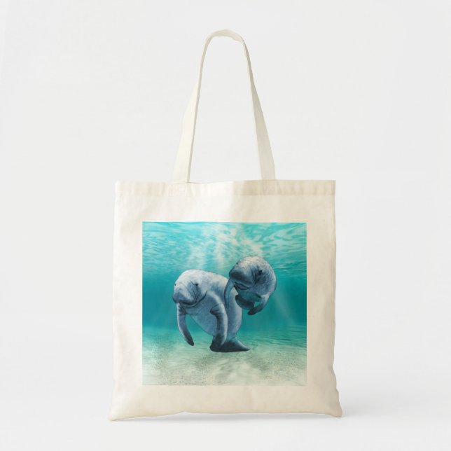 Bolso De Tela Dos Manatees que nadan (Frente)