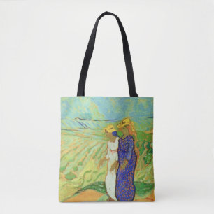 Bolso De Tela Dos mujeres cruzando los campos de Vincent van Gog