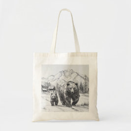 Bolso De Tela Dos osos, madre e hijo, caminando por hermosos
