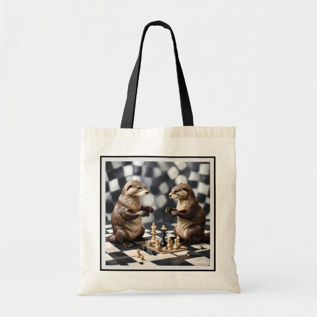 Bolso De Tela Dos Otras Jugando Ajedrez, (Frente)