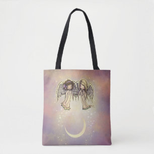 Bolso De Tela Dos pequeños ángeles en una noche centelleante Art