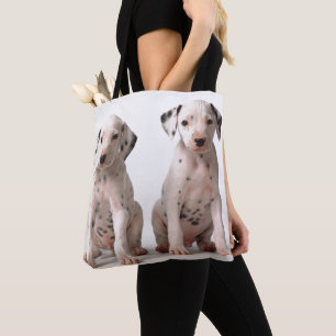 Bolso De Tela Dos pequeños perritos dálmatas blancos y negros