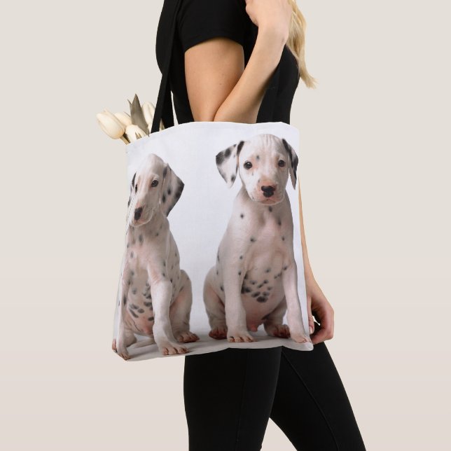 Bolso De Tela Dos pequeños perritos dálmatas blancos y negros (Detalle)