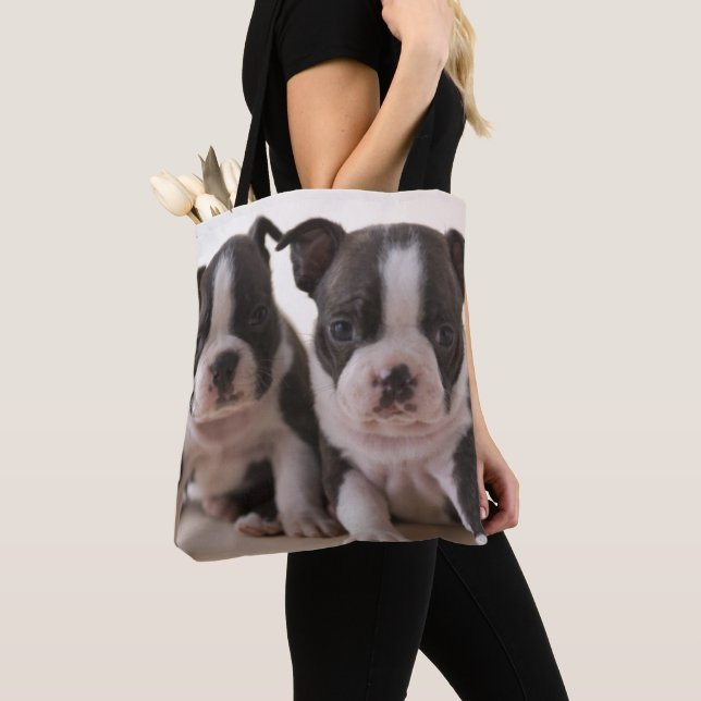Bolso De Tela Dos perritos de Boston Terrier (Detalle)