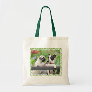 Bolso De Tela Dos perros un cachorro de cachorro y Boston Terrie