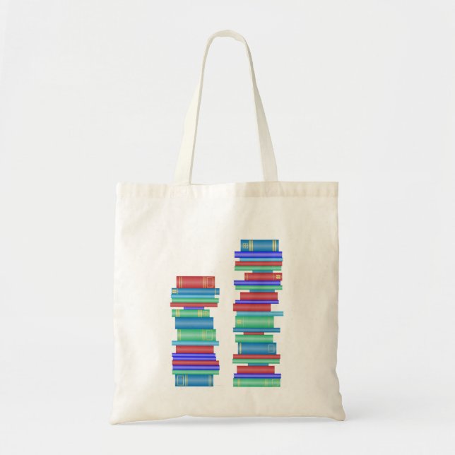 Bolso De Tela Dos pilas de bolsitas de biblioteca de libros (Frente)