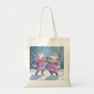 Bolso De Tela Dos unicornios con traje de nieve