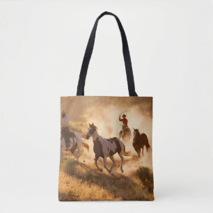 Bolso De Tela Dos vaqueros occidentales montando caballos, rotan