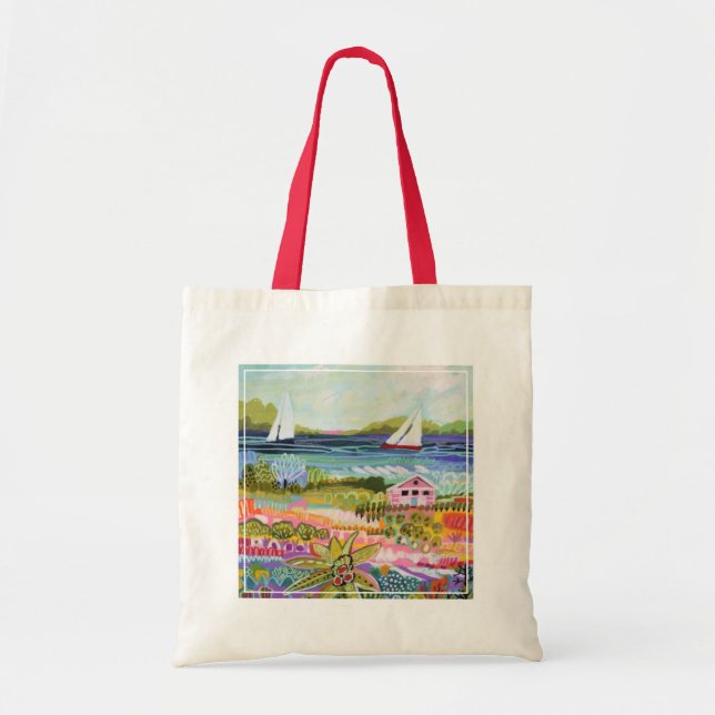 Bolso De Tela Dos veleros y cabaña (Frente)