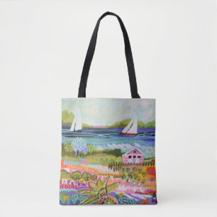 Bolso De Tela Dos veleros y cabañas