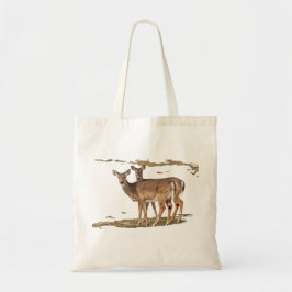 Bolso De Tela Dos venados de cola blanca en alerta