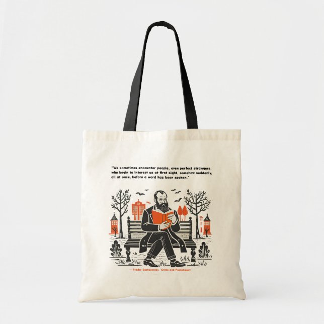 Bolso De Tela Dostoevsky leyendo un libro Diseño (Frente)