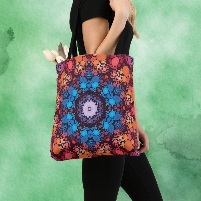 Bolso De Tela Dot Mandala Azul rojo y Naranja (Subido por el creador)