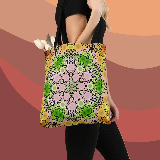 Bolso De Tela Dot Mandala Flor Amarillo Verde y Rosa (Subido por el creador)